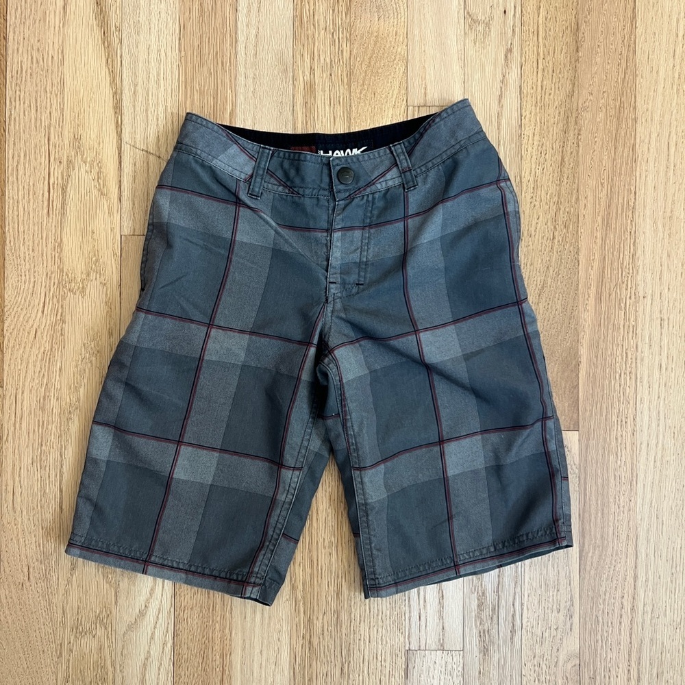 Tony Hawk Boys Gray Plaid Shorts 8